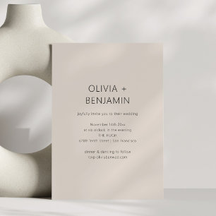 Modern Minimalist Taupe Neutral Wedding Invitation