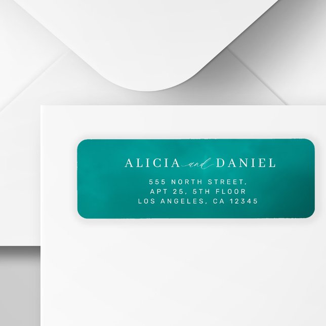 Modern minimalist teal blue wedding return address (Creator Uploaded)
