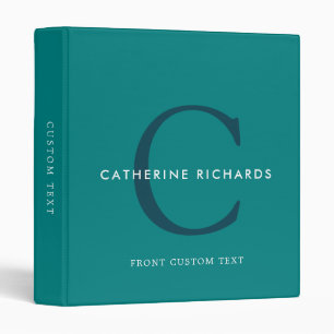 Modern Minimalist Teal Monogram Binder