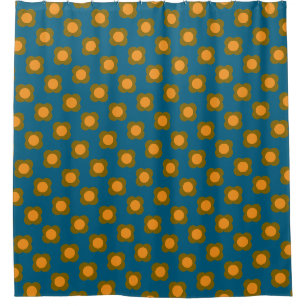 Modern Minimalist Teal Olive Green Retro Flowers