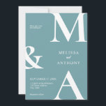 Modern Minimalist Teal Wedding Invitation<br><div class="desc">Modern Minimalist Teal Wedding Invitation. Features bold monogram typography and minimal graphic design. Personalize text with all the details of your special day.</div>