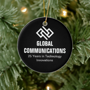 Modern Minimalist Tech Company Black Christmas Ceramic Ornament