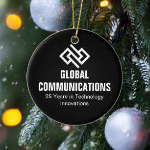 Modern Minimalist Tech Company Black Christmas Ceramic Ornament