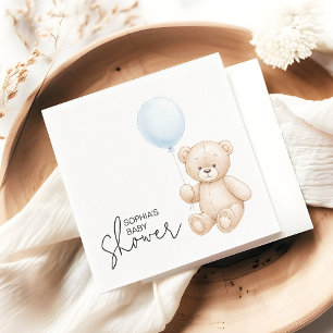 Modern Minimalist Teddy Bear Baby Shower Party Napkin