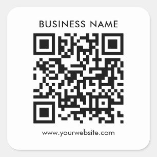 Modern Minimalist Template Custom Business QR Code Square Sticker