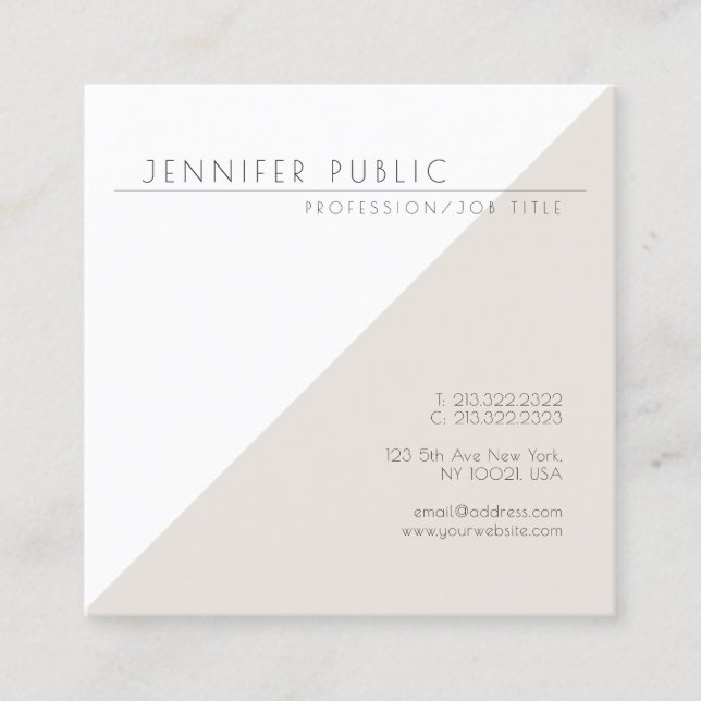 Modern Minimalist Template Elegant Simple Design Square Business Card (Front)