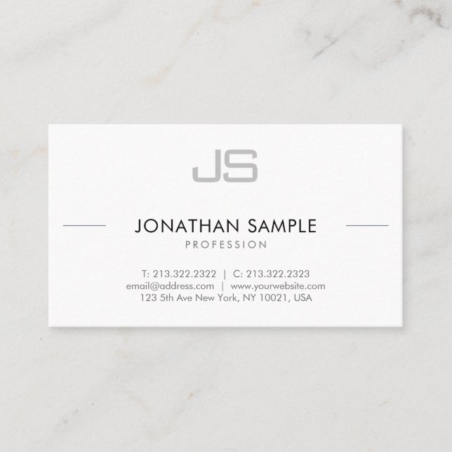 Modern Minimalist Template Monogram Initial Business Card (Front)