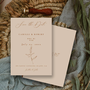 Modern Minimalist Terra Cotta Calligraphy Wedding Save The Date