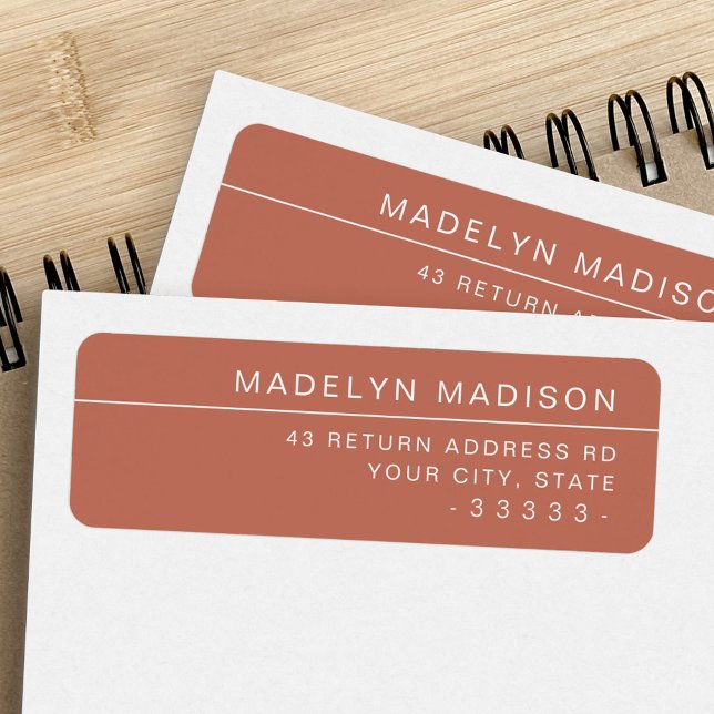 Modern minimalist terracotta brown return address (Creator Uploaded)