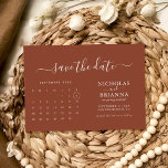 Modern Minimalist Terracotta Calendar Budget Save The Date<br><div class="desc">Modern Minimalist Calendar Budget Terracotta Wedding Save the Date. Easily personalize by replacing each info. Move the circle by clicking the link Customize further. Make sure to check the preview before adding to cart.</div>