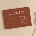 Modern Minimalist Terracotta Calendar Budget Save The Date<br><div class="desc">Modern Minimalist Calendar Budget Terracotta Wedding Save the Date. Easily personalize by replacing each info. Move the circle by clicking the link Customize further. Make sure to check the preview before adding to cart.</div>