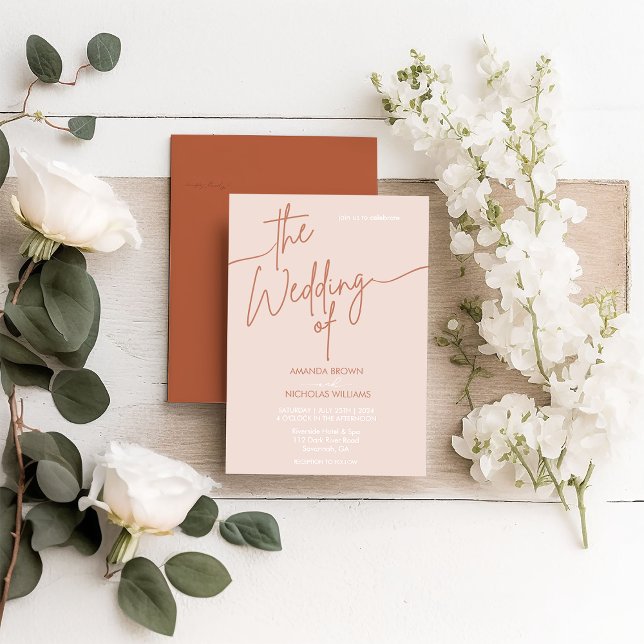 Modern Minimalist Terracotta Orange Photo Wedding  Invitation (Creator Uploaded)