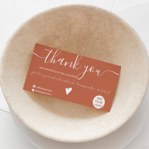 Modern minimalist terracotta order thank you business card