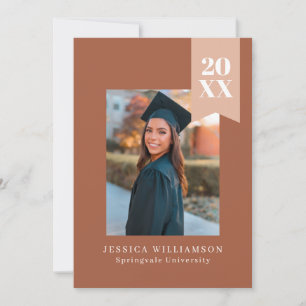 Modern Minimalist Terracotta Ribbon Grad Photo Announcement