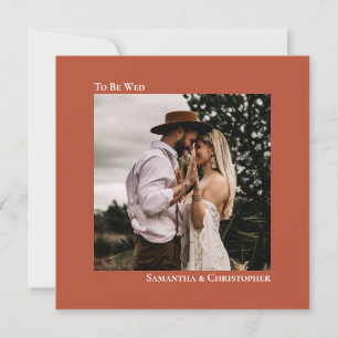 Modern Minimalist Terracotta Square Photo Wedding Invitation