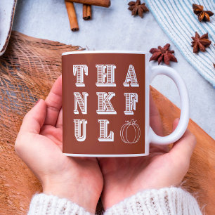 Modern Minimalist Terracotta Thankful Coffee Mug