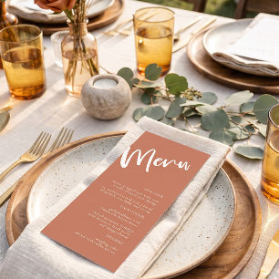 Modern Minimalist Terracotta Wedding Menu