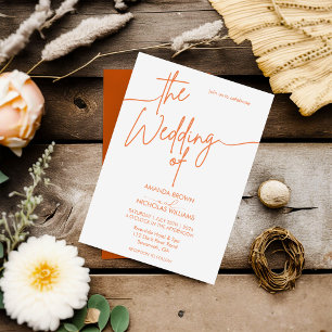 Modern Minimalist Terracotta White Wedding Invitation