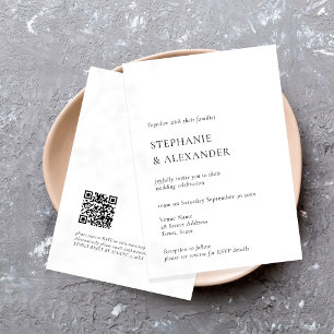 Modern Minimalist Text QR Code Wedding Invitation