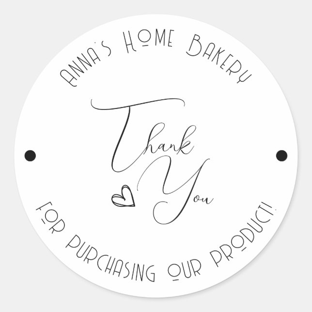 Modern, Minimalist, Thank You  Classic Round Sticker (Front)