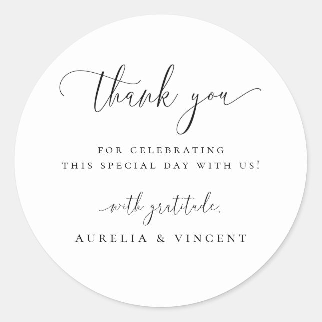 Modern Minimalist Thank You Classic Round Sticker (Front)