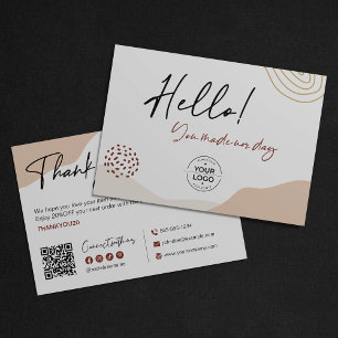 Modern Minimalist Thank You Discount QR Code Logo Card