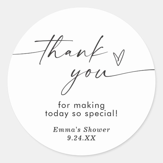 Modern Minimalist Thank You Favour Sticker (Front)