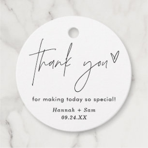 Modern Minimalist Thank You Favour Tags Wedding Ta