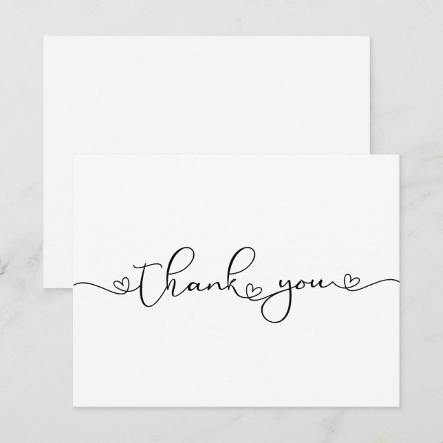 Modern Minimalist Thank You Heart Custom Card (Front/Back)