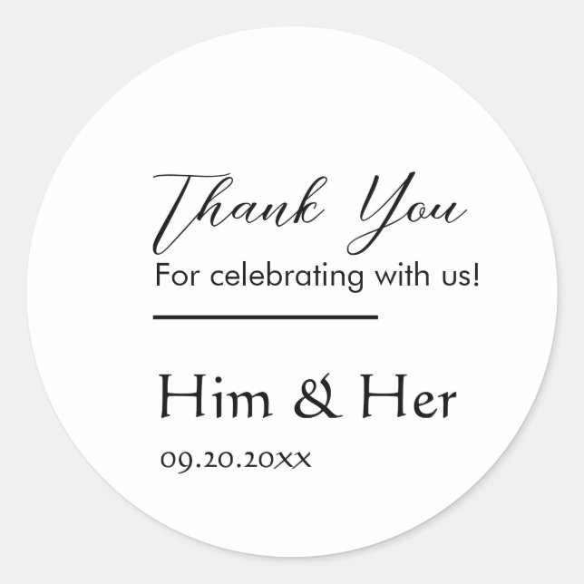Modern Minimalist Thank You Sticker (Front)