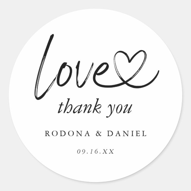 Modern Minimalist Thank You Wedding Classic Round Sticker (Front)