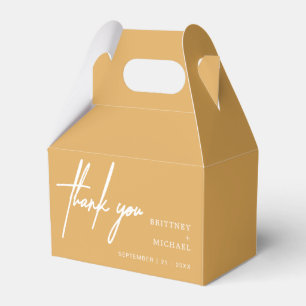 Modern Minimalist Thank You Wedding Mustard Yellow Favor Box