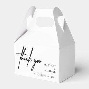 Modern Minimalist Thank You Wedding White Favor Box