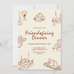 Modern Minimalist Thanksgiving Dinner Invitation