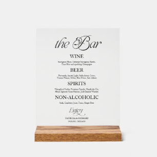 Modern Minimalist "The Bar" Wedding Menu Sign