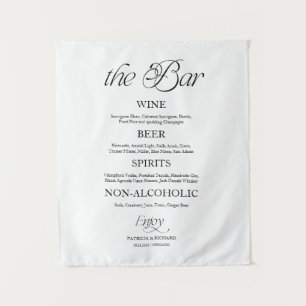 Modern Minimalist "The Bar" Wedding Menu Sign Tapestry