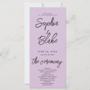 Modern Minimalist Thistle Purple Wedding Program