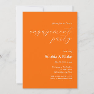 Modern Minimalist Tiger Orange Engagement Party Invitation