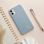 Modern Minimalist Tonal Monogram iPhone 13 Case<br><div class="desc">Modern minimalist design in chic tonal dusty blue colours features your initials or monogram in clean,  simple lettering along the bottom,  layered with a deeper colour for a 3D look.</div>