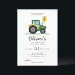 Modern Minimalist Tractor birthday Party Invitation<br><div class="desc">Minimalist Tractor theme. This adorable invite features minimalist graphics. The text is fully customizable. You can change colours and styles of fonts.</div>