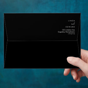 Modern Minimalist Traditional Black Wedding Envelope