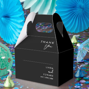 Modern Minimalist Traditional  Black Wedding Favor Box
