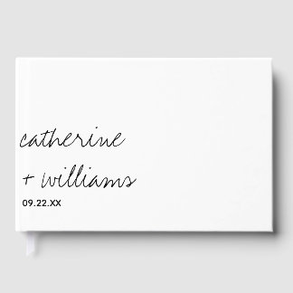 Modern Minimalist Traditional Black Wedding Guest Book