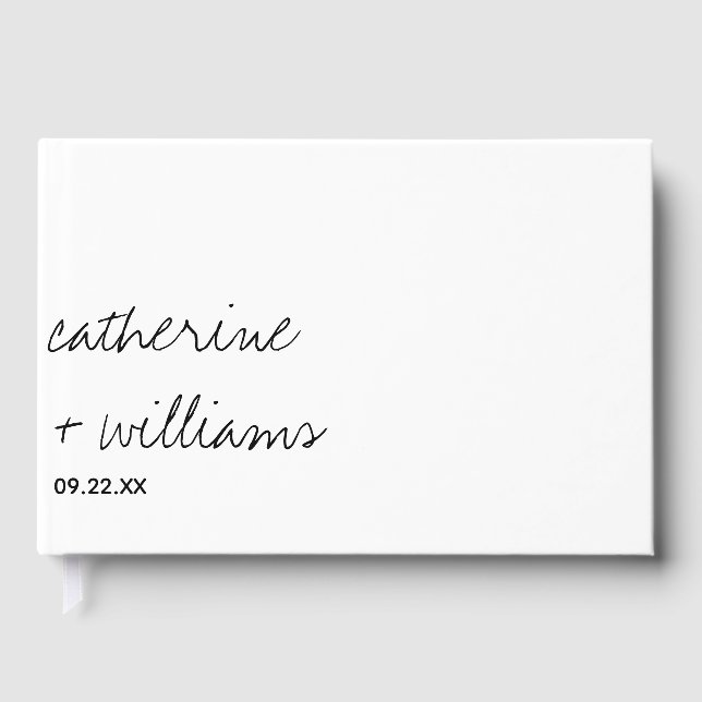 Modern Minimalist Traditional  Black Wedding Guest Book (Front)