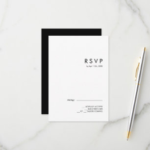 Modern Minimalist Traditional Black Wedding RSVP Card