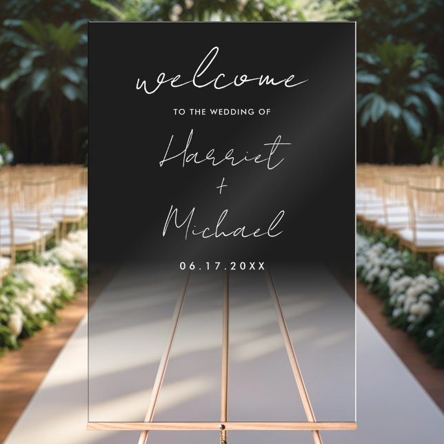 Modern Minimalist Transparent Wedding Welcome Acrylic Sign (Creator Uploaded)