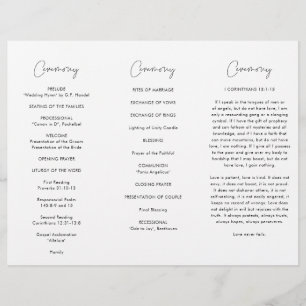 Modern Minimalist Trifold Wedding Program