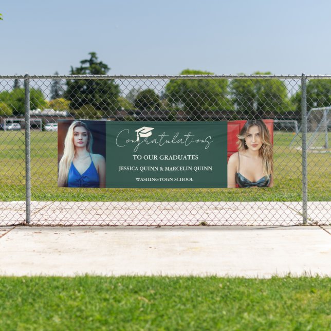 Modern Minimalist Twins Graduation  Photo Party  Banner (Insitu)