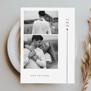 Modern Minimalist Two Photo Wedding Save The Date Invitation