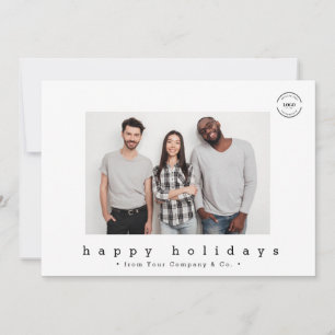 Modern Minimalist Type Team Photo Happy Holidays Holiday Card